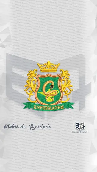 Matriz de Bordado Brasão Enfermagem Coroa 10