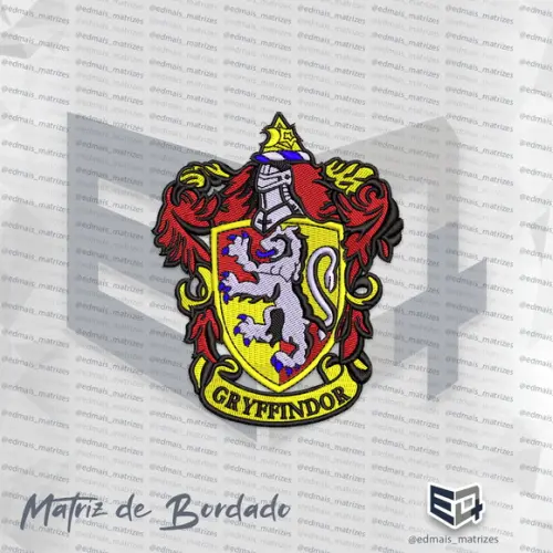Matriz de Bordado Brasão Escola Gryffindor Harry Potter
