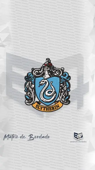 Matriz de Bordado Brasão Escola Slytherin Harry Potter