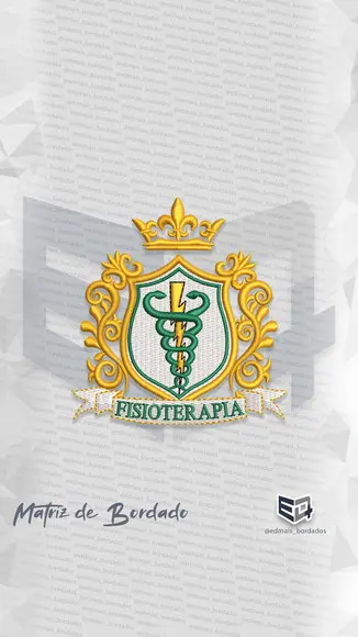 Matriz de Bordado Brasão Fisioterapia Logo Coroa