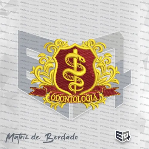 Matriz de Bordado Brasão Odontologia Vermelho 05
