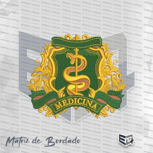 Matriz de Bordado Brasão Medicina 08 Ornamental Clássico
