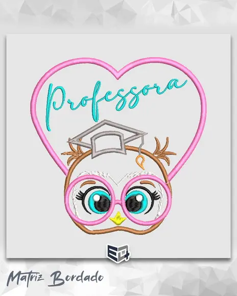 Matriz de Bordado Coruja Professora
