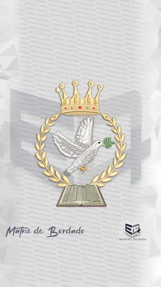 Matriz de Bordado Espirito Santo Ramo Biblia Rei Coroa