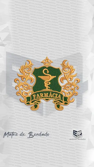 Matriz de Bordado Farmacia Brasão Simbolo Jaleco 05