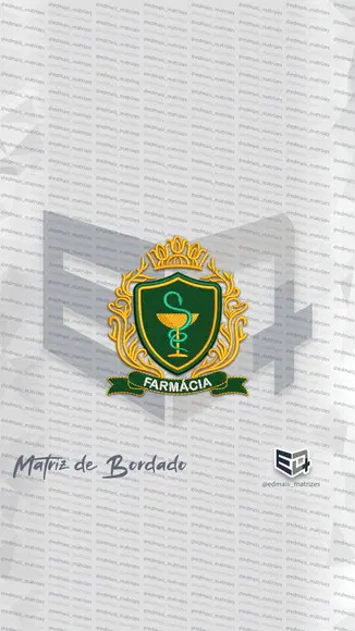 Matriz de Bordado Farmacia Brasao Simbolo Jaleco 20