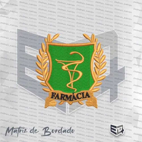 Matriz de Bordado Farmácia Símbolo Brasão Louros 02