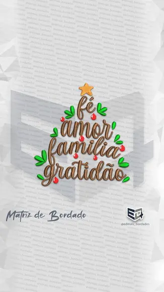Matriz de Bordado Fé Amor Família Gratidão