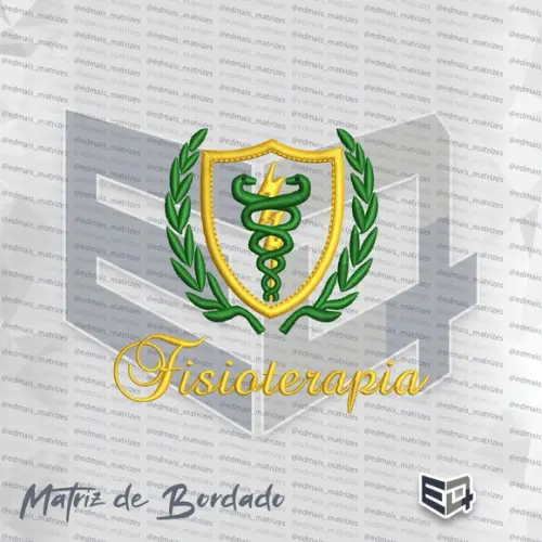 Matriz de Bordado Fisioterapia 18 Escudo com Ramos e Escrita