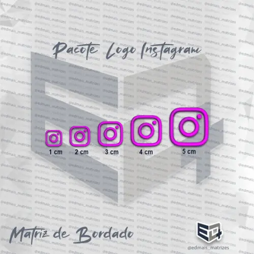 Matriz de Bordado Instagram Logo Pacote