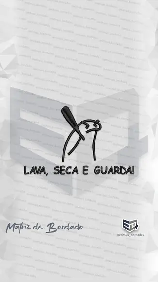 Matriz de Bordado Lava, Seca e Seca! Flork