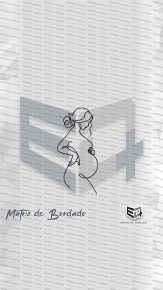 Matriz de Bordado Line Art Gravida Gestante Cuidado