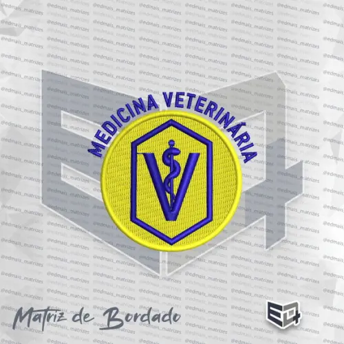 Matriz de Bordado Medicina Veterinária Uninter Brasão Redond