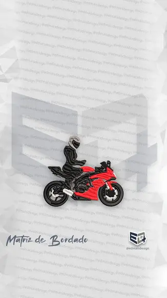 Matriz de Bordado Mulher Motociclista Esportiva
