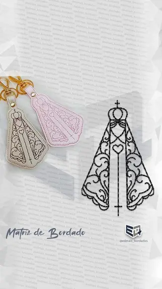 Matriz de Bordado Nossa Senhora de Aparecida Chaveiro Linhas