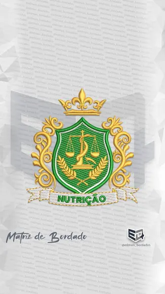 Matriz de Bordado Nutrição Brasão Coroa Simbolo Jaleco Logo