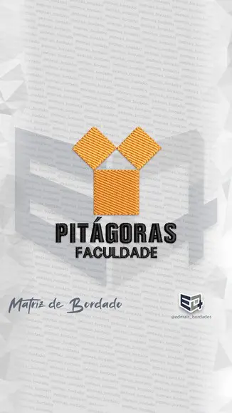 Matriz de Bordado Pitágoras Faculdade Simbolo Logo Jaleco