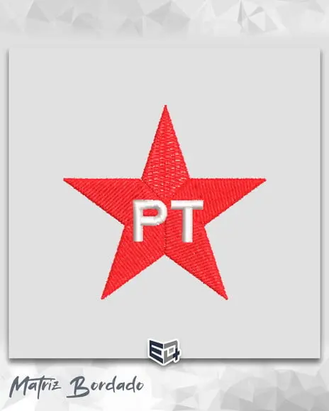 Matriz de Bordado Pt (partido dos Trabalhadores) Simbolo