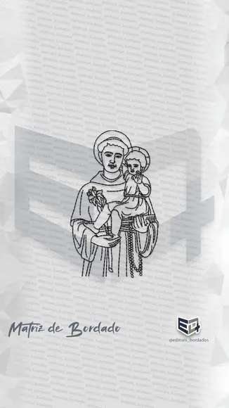 Matriz de Bordado Santo Antonio Linha Line Art