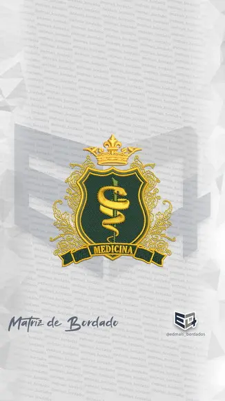 Matriz de Bordado Simbolo Medicina Coroa Jaleco 3