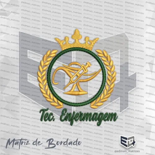 Matriz de Bordado Técnico de Enfermagem Coroa Ramos