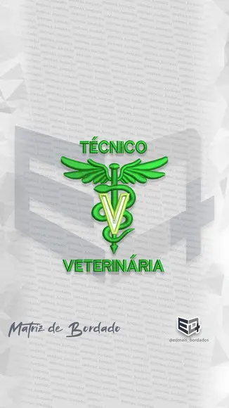 Matriz de Bordado Tecnico em Veterinária Logo Simbolo Jaleco