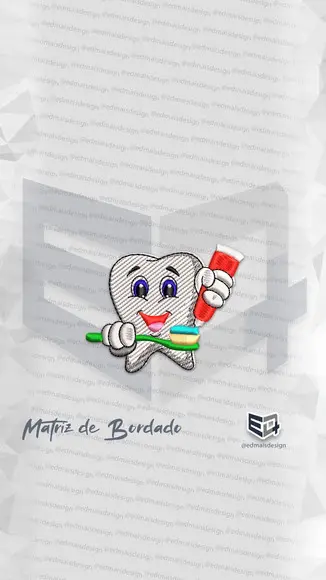 Matriz de Bordadomascote Dente Escova Pasta