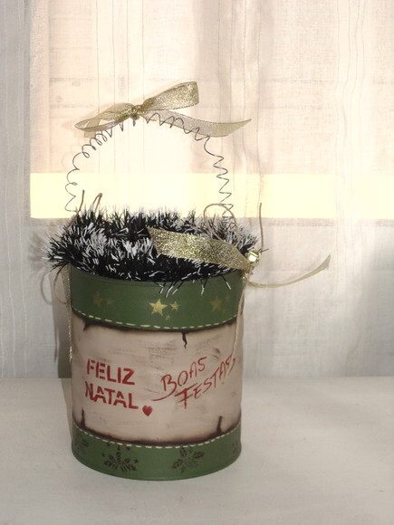 Cesto de Lata Grande Decorada Papai Noel N° 700