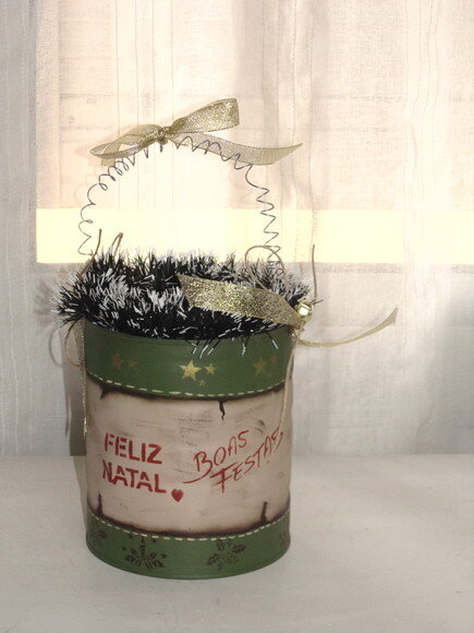 Cesto de Lata Grande Decorada Papai Noel N° 700