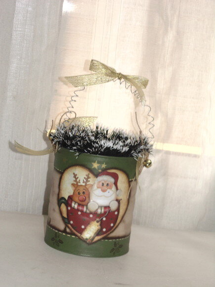 Cesto de Lata Grande Decorada Papai Noel N° 700