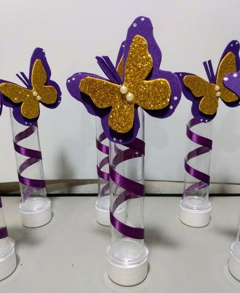 10 Tubetes Borboleta/jardim Encantado Decotado com Eva