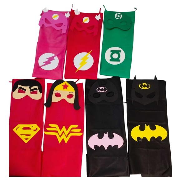 Kit Lembrancinha com Capa e Máscara Liga da Justiça Infantil