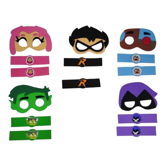 Kit Lembrancinha Jovens Titãs com Máscara e Braceletes Festa