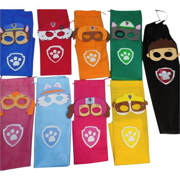 Kit Lembrancinha Patrulha Canina com Capa e Máscara de Eva