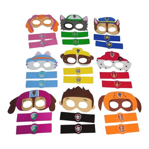 Kit Lembrancinha Patrulha Canina com Máscara e Bracelete Eva