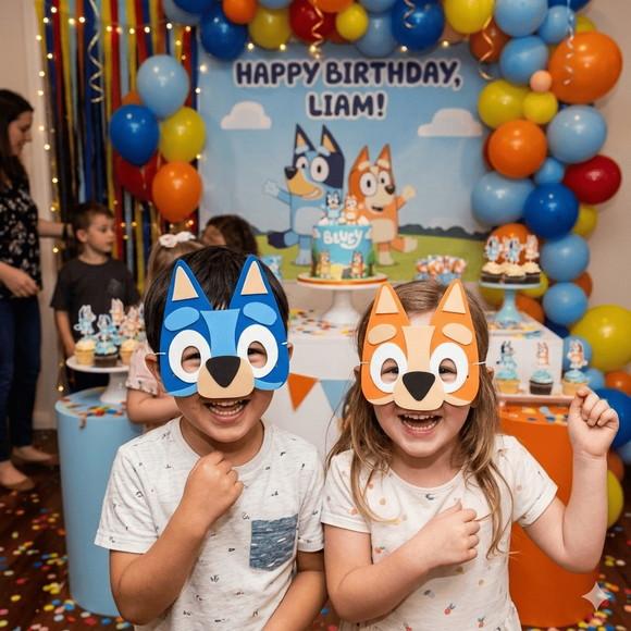 Máscaras Bluey de Eva para Lembrancinhas de Festa