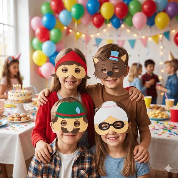 Máscaras Chapeuzinho Vermelho e Lobo Mal em Eva Lembrancinha