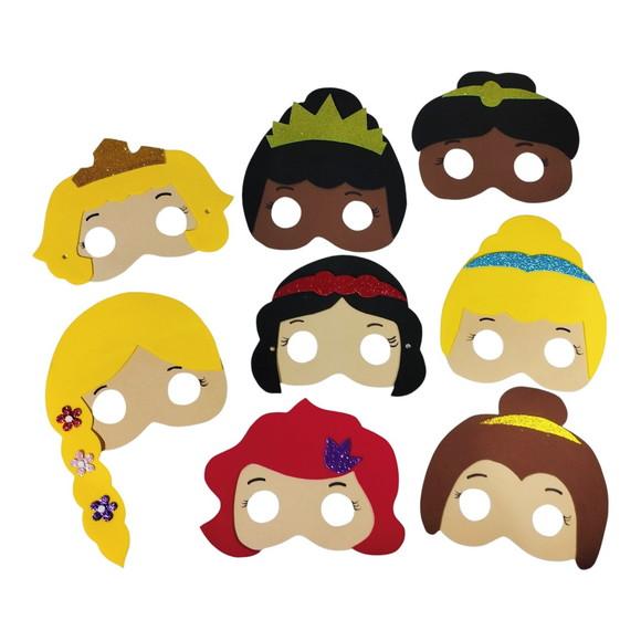 Máscaras Princesas e Príncipes Toda em Eva para Lembrancinha