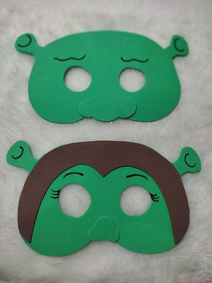Máscaras Shrek e Fiona de Eva para Lembrancinhas de Festa