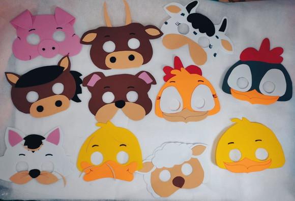 Máscaras Tema Fazendinha Toda em Eva para Lembrancnhas