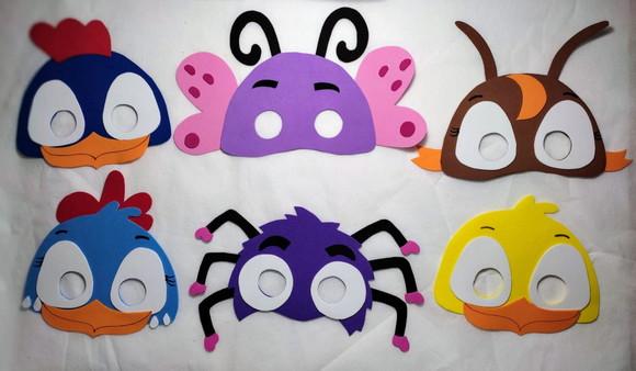 Máscaras Turma da Galinha de Eva para Lembrancinhas de Festa