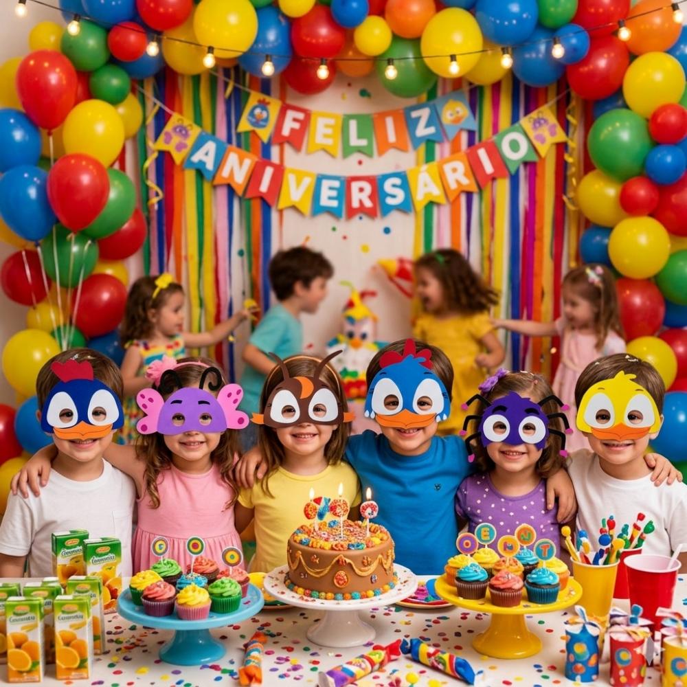 Máscaras Turma da Galinha de Eva para Lembrancinhas de Festa
