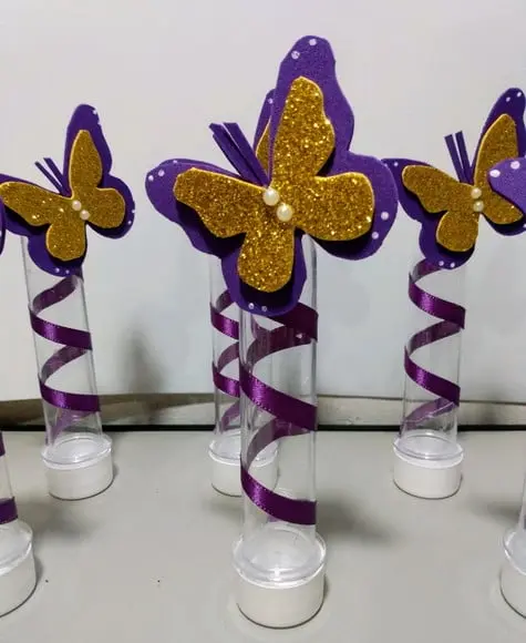 10 Tubetes Borboleta/jardim Encantado Decotado com Eva