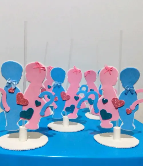 Centro de mesa Chá de Revelação de eva