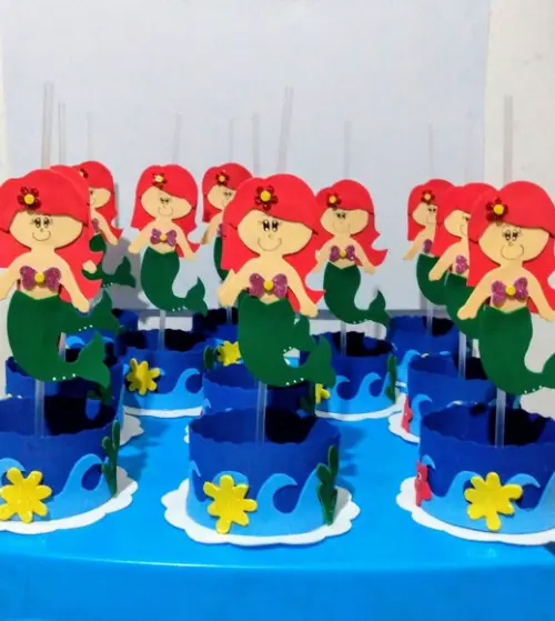 Centro De Mesa Pequena Sereia/Sereia Ariel Em EVA Com Pega B