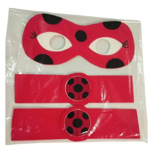 Kit Lembrancinha com Máscara e 2 Braceletes Lady e Cat Festa