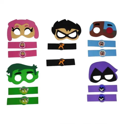 Kit Lembrancinha Jovens Titãs com Máscara e Braceletes Festa