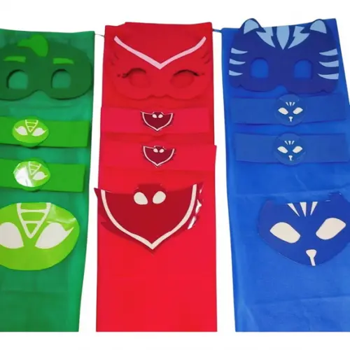 Kit Lembrancinha Pj com Capa, Máscara e Bracelete de Eva
