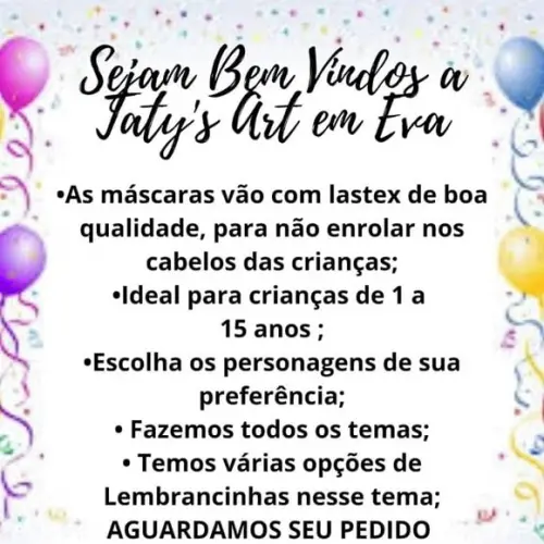 Mascara Infantil de Eva para Lembrancinha de Festa