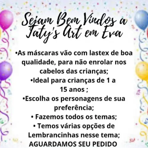 Mascara Infantil Stitch e Ade Eva para Lembrancinha de Festa
